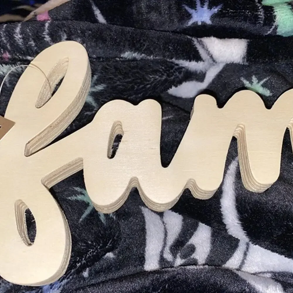 Target DIY Wooden Family Word Decor Natural Wood Cursive Paint Ready Wall Sign